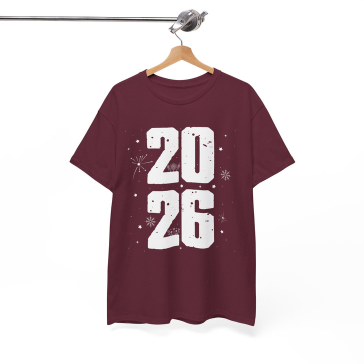 Fireworks 2026 New Year Bold Celebration Minimalist T-shirt S-5XL