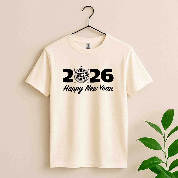 Happy New Year 2026 Disco Ball Retro Festive Sand T-shirt S-5XL