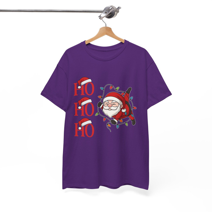 Ho Ho Ho Santa Christmas Lights Funny Festive Holiday Crewneck T-shirt S-5XL