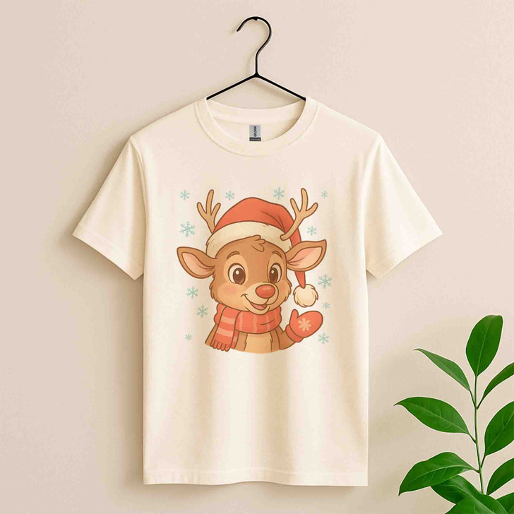 Cute Christmas Reindeer Festive Baby Reindeer Crewneck T-shirt S-5XL