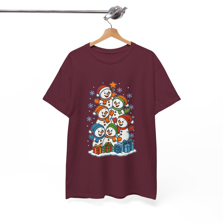 Festive Snowman Stack Cute Winter Wonderland Holiday T-shirt S-5XL
