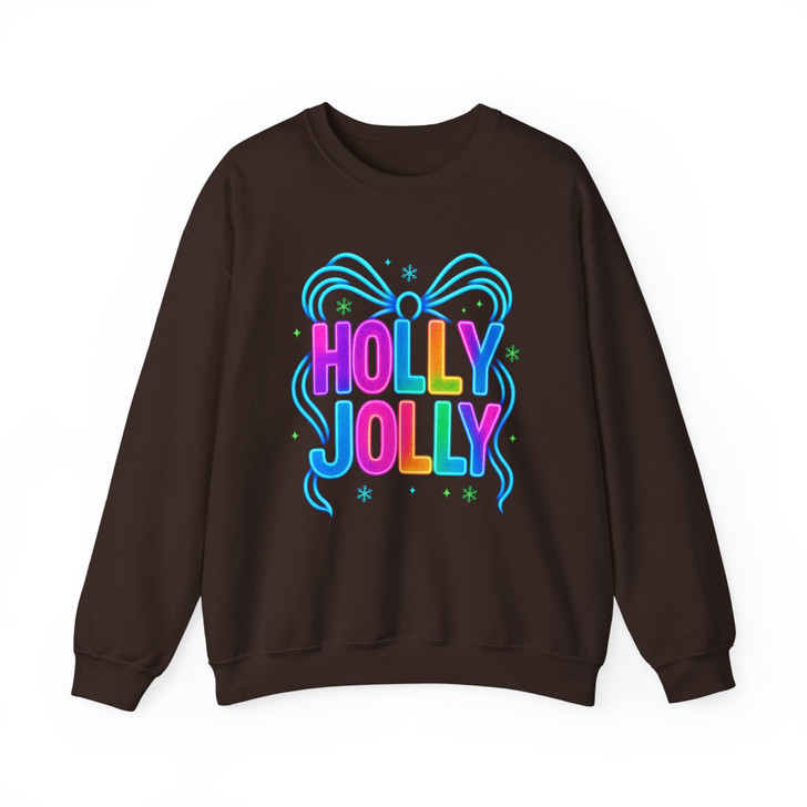 Holly Jolly Preppy Bow Brushstroke Holiday Sweatshirt S-5XL