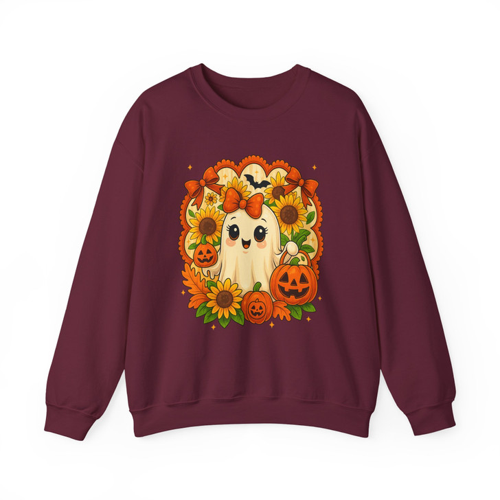 Coquette Cute Ghost Fall Halloween Sublimation Sweatshirt S-5XL