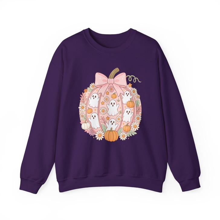 Pink Pumpkin Ghost Kawaii Halloween Floral Sweatshirt S-5XL