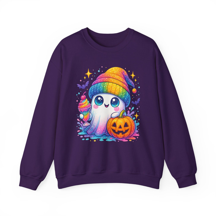 Ghost Halloween Kawaii Pumpkin Rainbow Drink Sweatshirt S-5XL