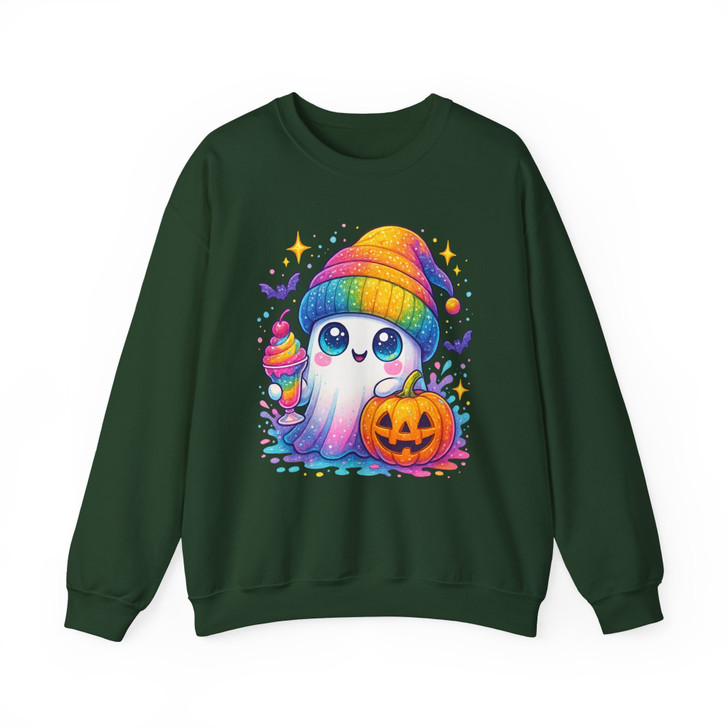 Ghost Halloween Kawaii Pumpkin Rainbow Drink Sweatshirt S-5XL