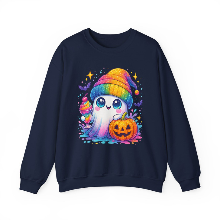 Ghost Halloween Kawaii Pumpkin Rainbow Drink Sweatshirt S-5XL