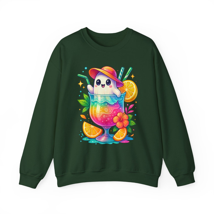 Ghost Tropical Drink Funny Summer Halloween Sweatshirt S-5XL
