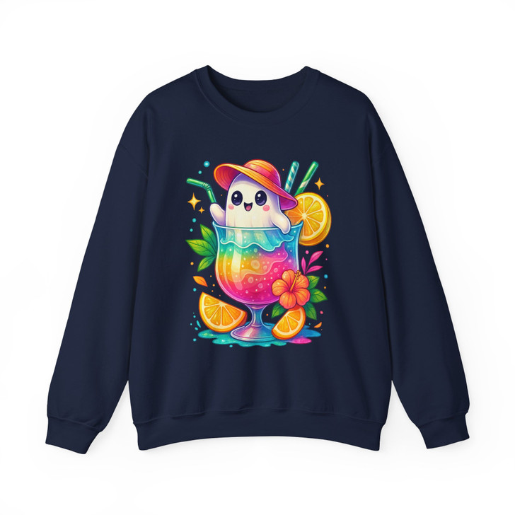Ghost Tropical Drink Funny Summer Halloween Sweatshirt S-5XL