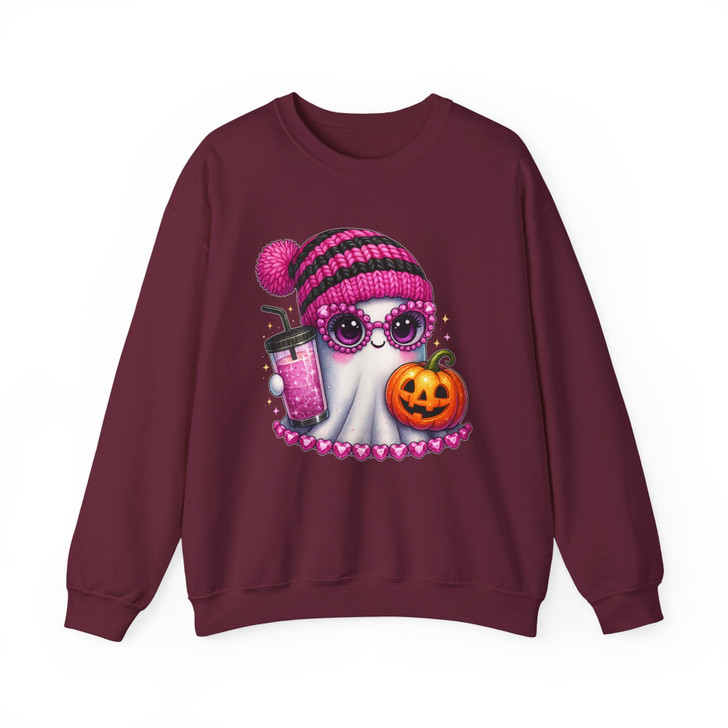 Cute Ghost Halloween Sublimation Coffee Boujee Ghost Sweatshirt S-5XL