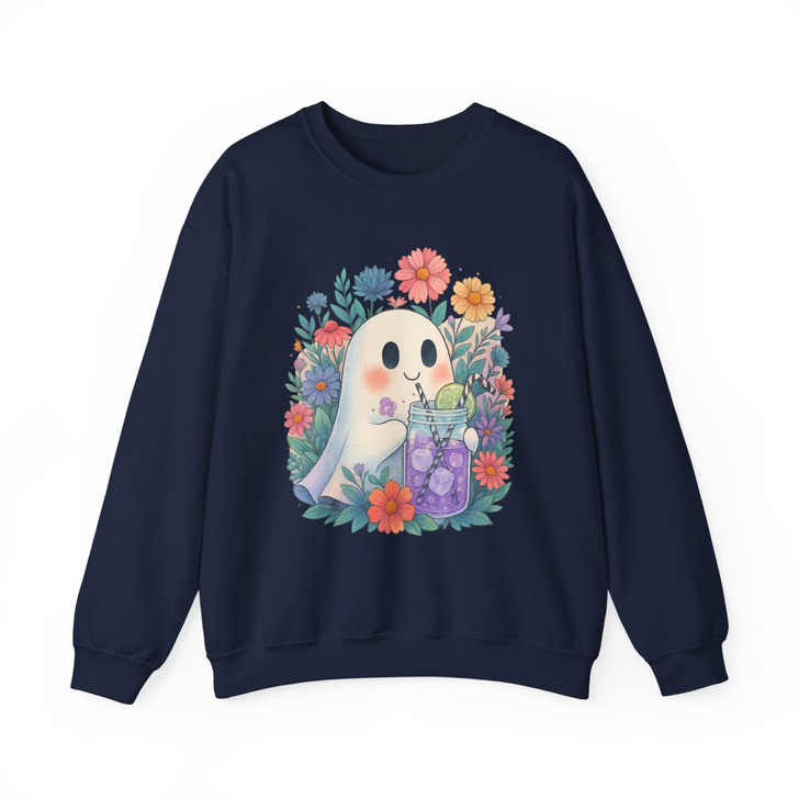 Retro Summerween Ghost Halloween Cocktail Sweatshirt S-5XL