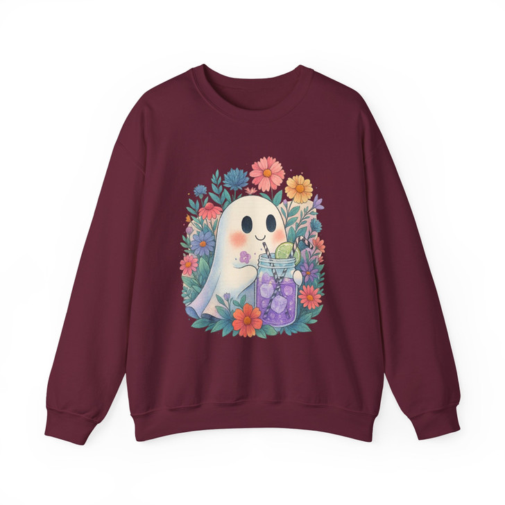 Retro Summerween Ghost Halloween Cocktail Sweatshirt S-5XL