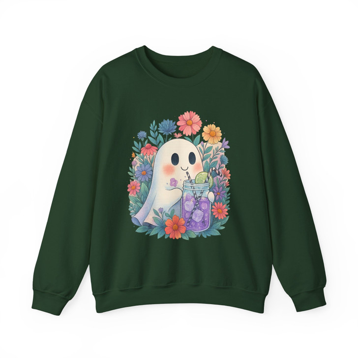 Retro Summerween Ghost Halloween Cocktail Sweatshirt S-5XL