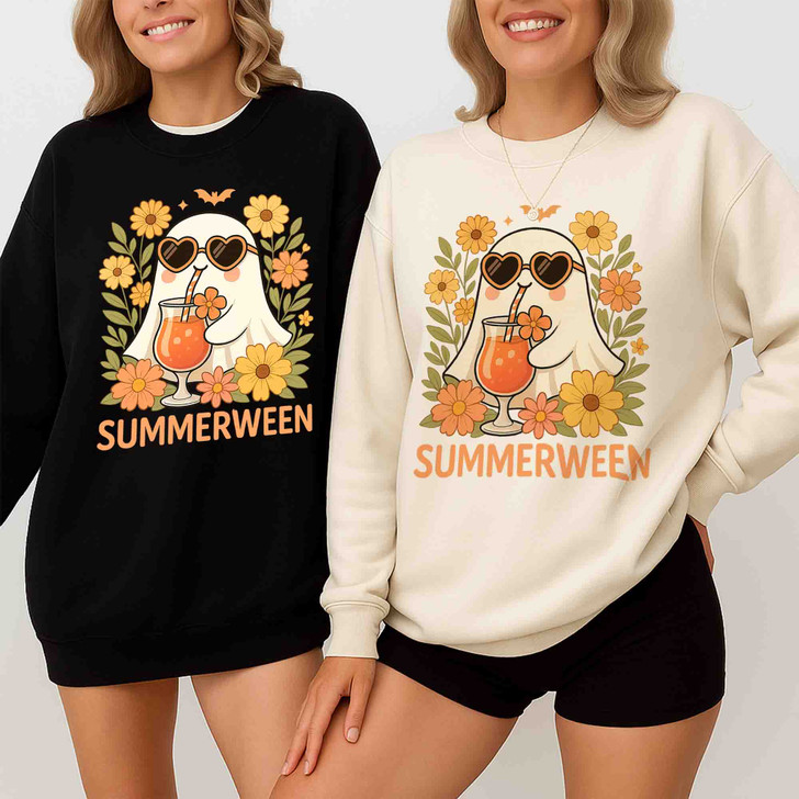 Summerween PNG Cute Ghost Halloween Sublimation Design Sweatshirt S-5XL