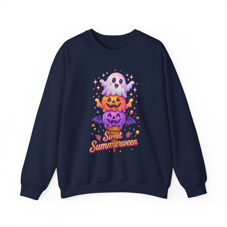 Summerween PNG Jack O’Lantern Ghost Ice Cream Summer Sweatshirt S-5XL