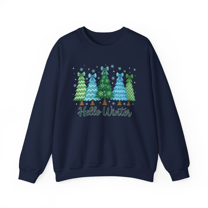 Hello Winter Retro Christmas Winter Sublimation Cozy Season Sweatshirt S-5XL