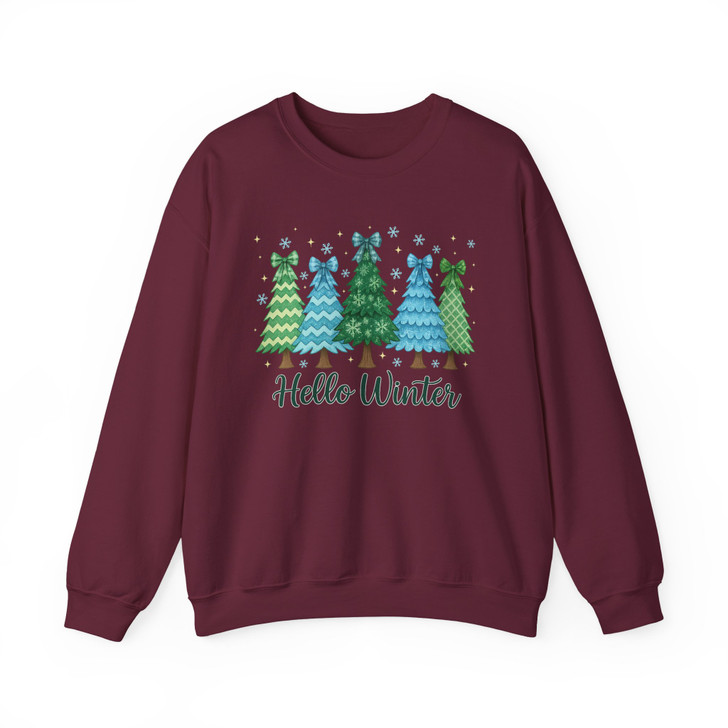 Hello Winter Retro Christmas Winter Sublimation Cozy Season Sweatshirt S-5XL