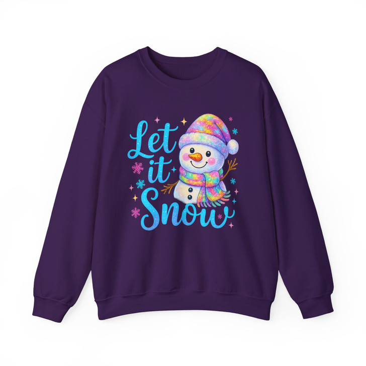 Let It Snow Cute Snowman Holiday Winter Sweatshirt S-5XL