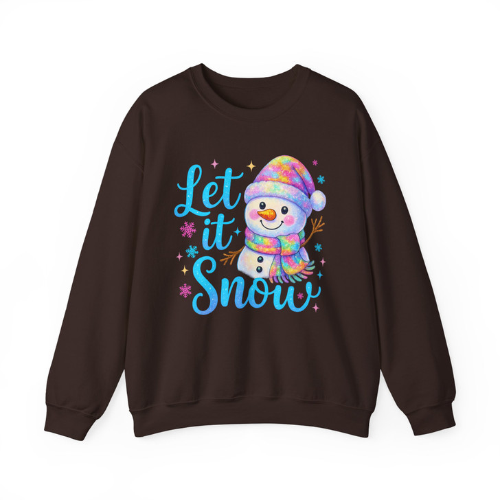 Let It Snow Snowman Christmas Holiday Kids Xmas Sweatshirt S-5XL