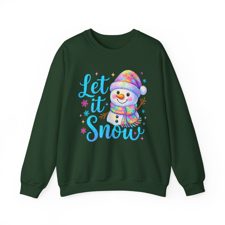 Let It Snow Snowman Christmas Holiday Kids Xmas Sweatshirt S-5XL