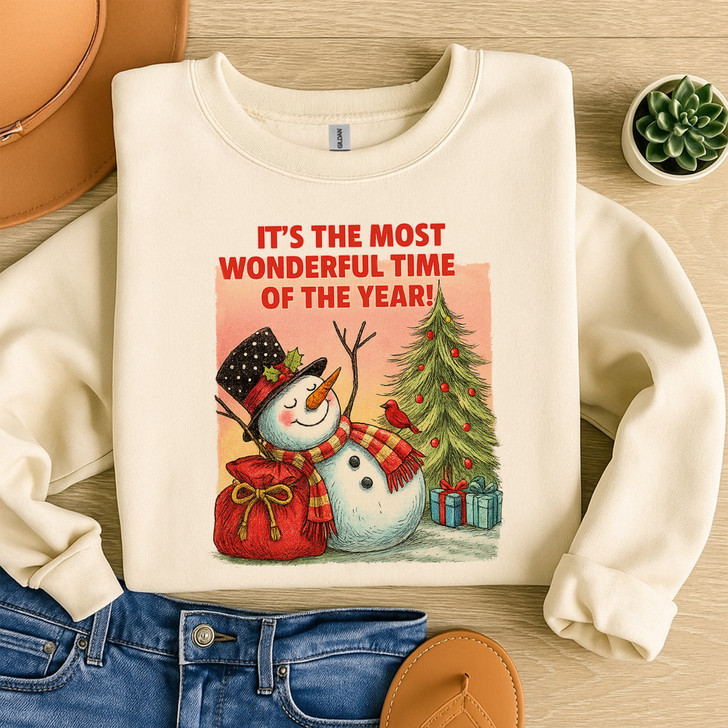 Funny Christmas Snowman Let It Snow Xmas Tree Clipart Sweatshirt S-5XL