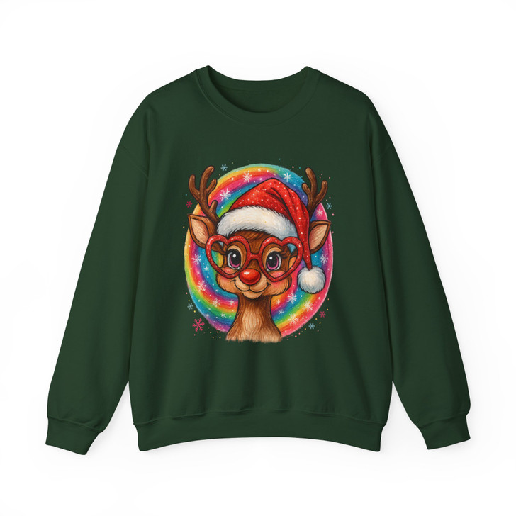 Christmas Reindeer Brushstroke Preppy Holiday Movies Sweatshirt S-5XL