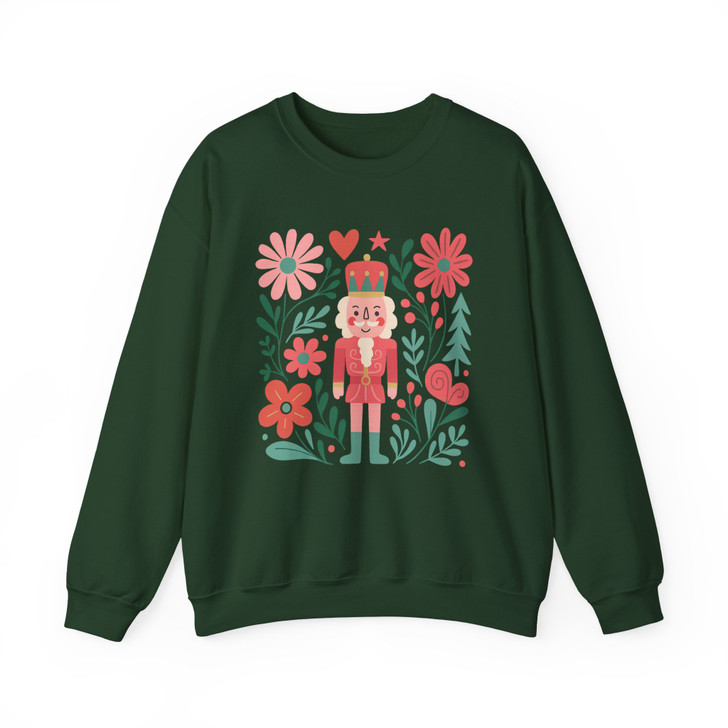 Boho Floral Nutcracker Holiday Christmas Preppy Festive Sweatshirt S-5XL