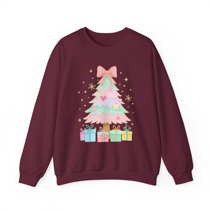 Unicorn Brushstroke Christmas Tree Preppy Merry Bright Cozy Holiday Sweatshirt S-5XL