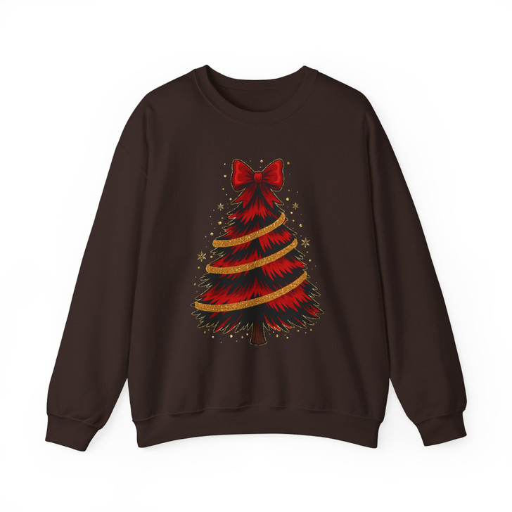 Pink Brushstroke Christmas Tree Merry Bright Cozy Xmas Sweatshirt S-5XL