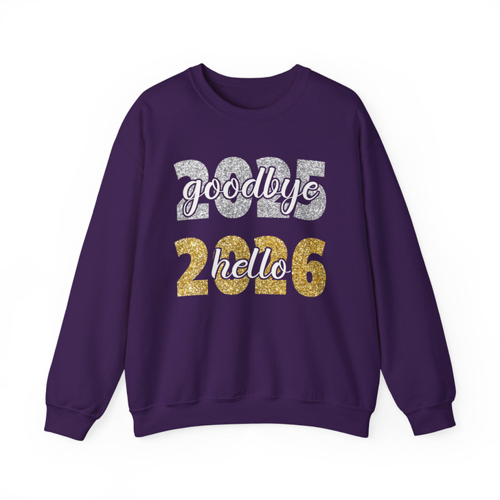 Goodbye 2025 Hello 2026 Glitter NYE Holiday Party Crewneck Sweatshirt S-5XL
