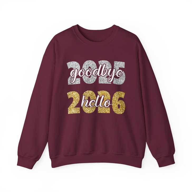 Goodbye 2025 Hello 2026 Glitter NYE Holiday Party Crewneck Sweatshirt S-5XL