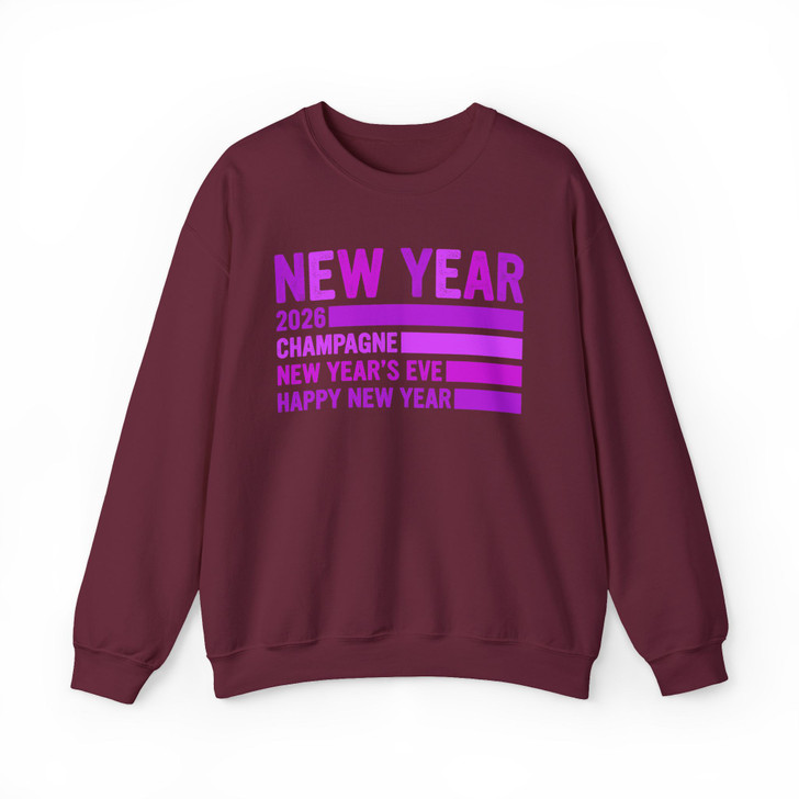 New Year 2026 Champagne NYE Party Crewneck Purple Graphic Sweatshirt S-5XL