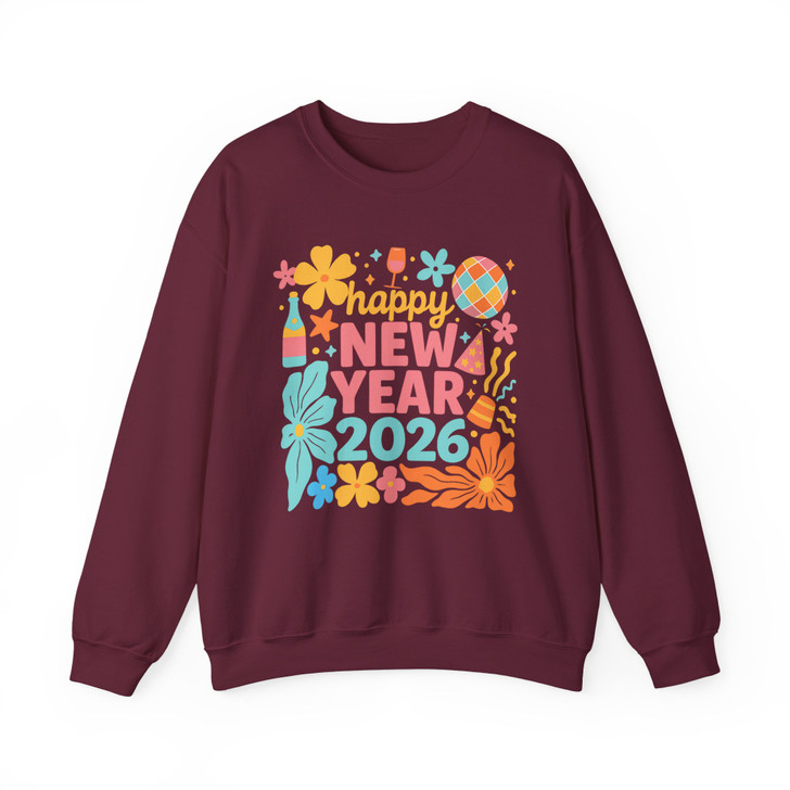 Happy New Year 2026 Retro Festive Holiday Outfit Sweatshirt S-5XL