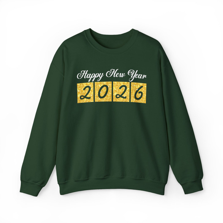 Happy New Year 2026 Gold Glitter Party Festive NYE Sweatshirt S-5XL