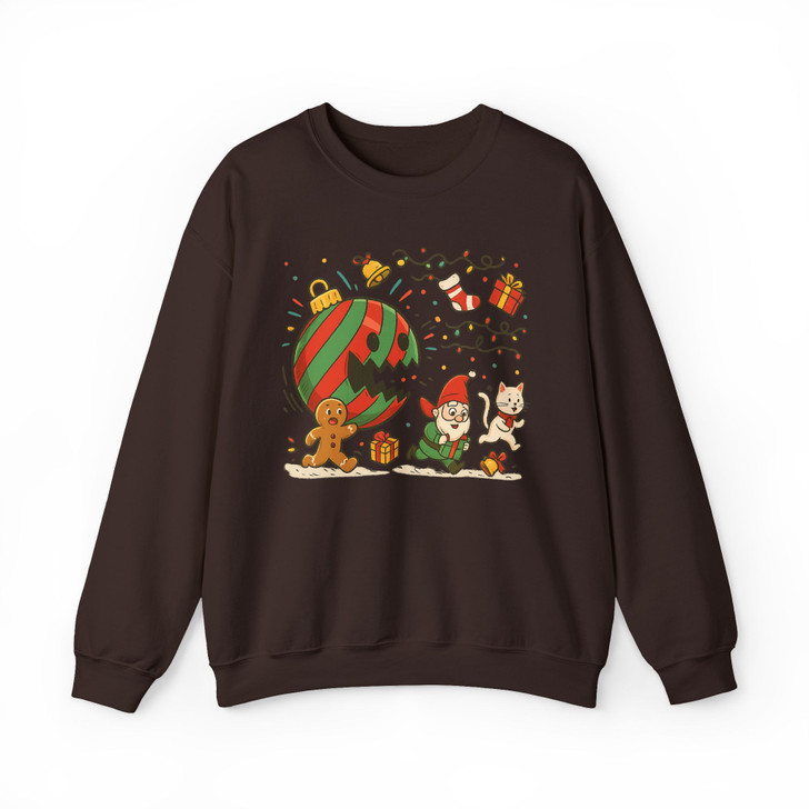 Funny Christmas Ornament Monster Gingerbread and Gnome Holiday Crewneck Sweatshirt S-5XL