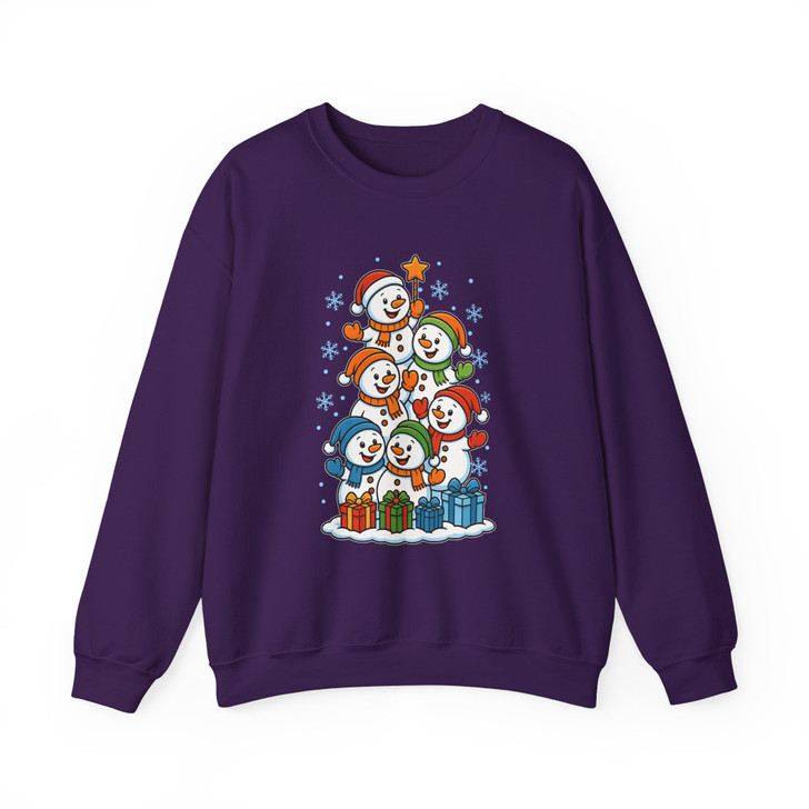 Festive Snowman Stack Cute Winter Wonderland Holiday Sweatshirt S-5XL