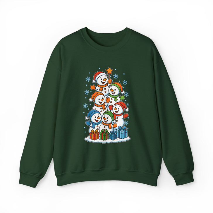 Festive Snowman Stack Cute Winter Wonderland Holiday Sweatshirt S-5XL