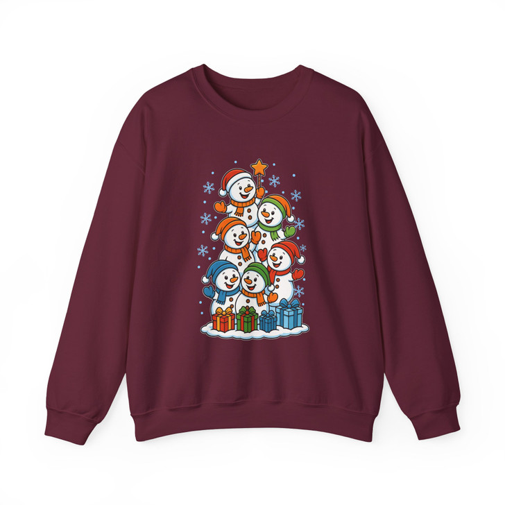 Festive Snowman Stack Cute Winter Wonderland Holiday Sweatshirt S-5XL