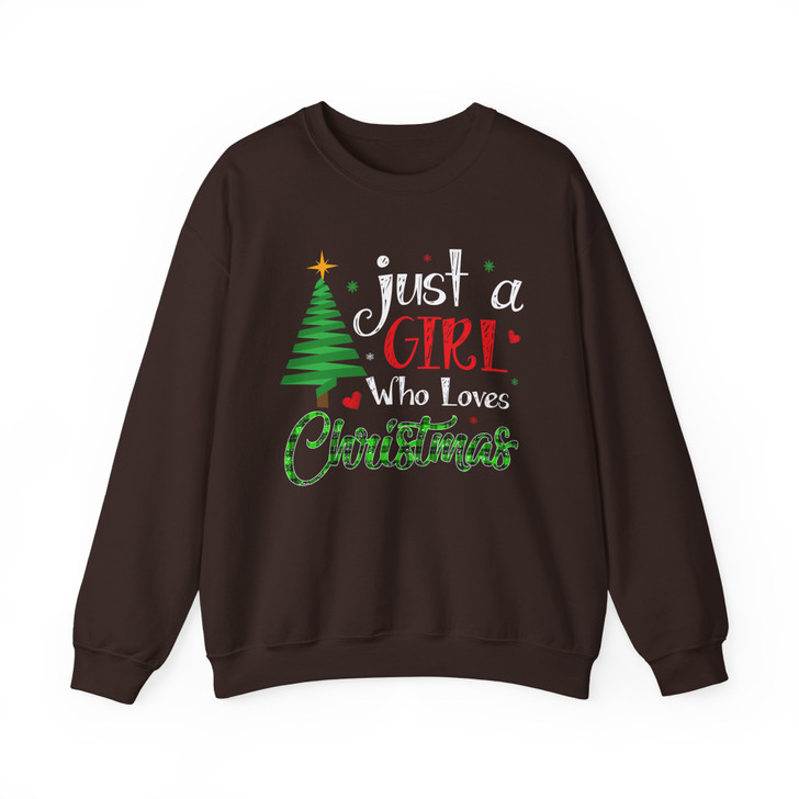 Just A Girl Who Loves Christmas Cute Gingerbread and Cocoa Holiday Crewneck Sweatshirt S-5XL