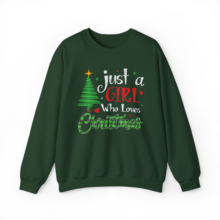 Just A Girl Who Loves Christmas Cute Gingerbread and Cocoa Holiday Crewneck Sweatshirt S-5XL