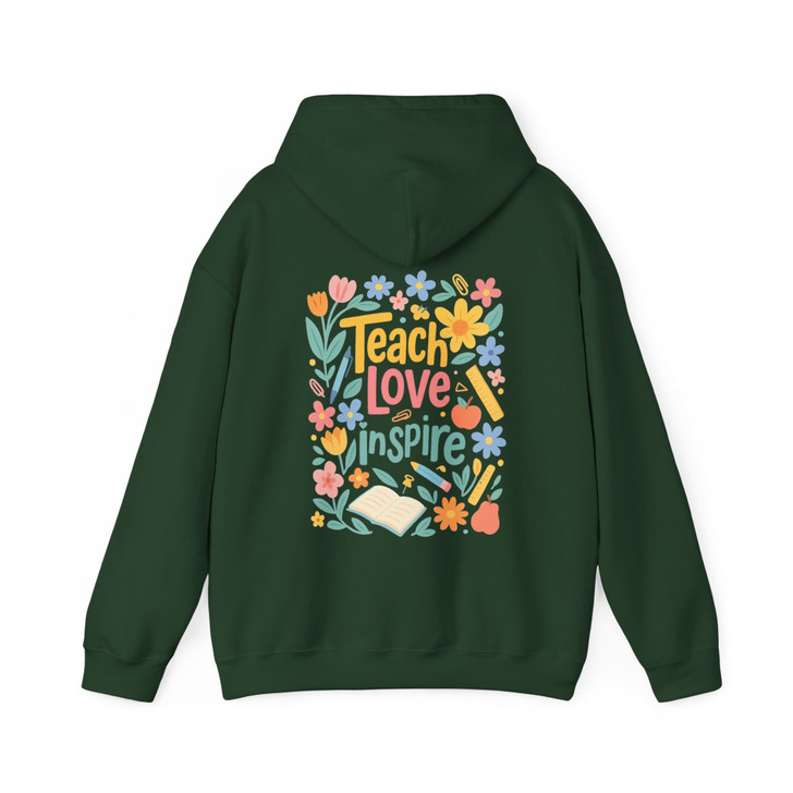 Boho Teacher Love Inspire Hoodie Retro Floral Adult Hoodie S-5XL