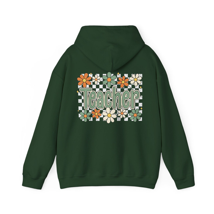 Retro Groovy Floral Teacher Hoodie Adult Hoodie S-5XL
