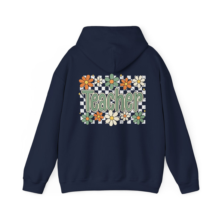 Retro Groovy Floral Teacher Hoodie Adult Hoodie S-5XL