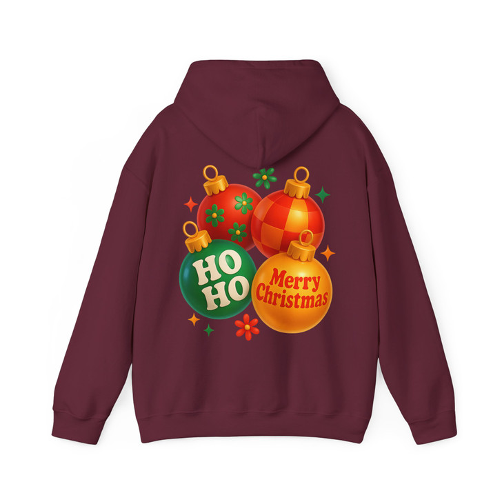 Merry Christmas Ornaments Retro Ho Ho Holiday Crewneck Festive Hoodie S-5XL