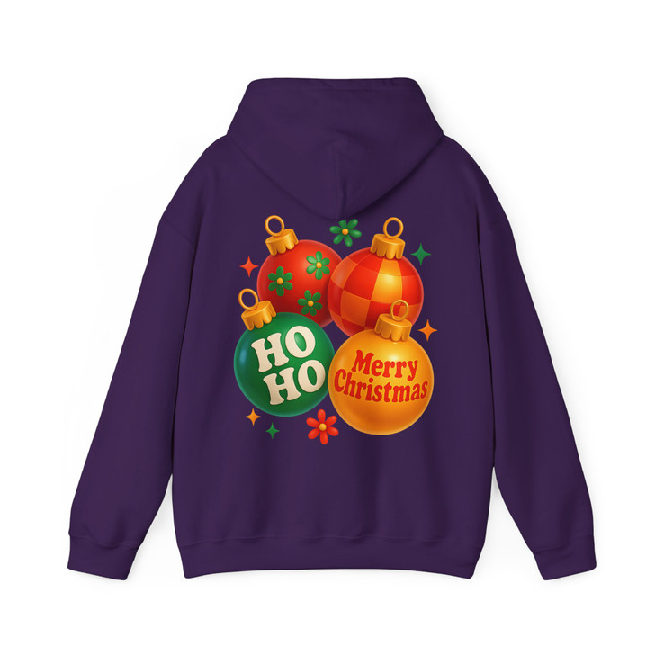 Merry Christmas Ornaments Retro Ho Ho Holiday Crewneck Festive Hoodie S-5XL