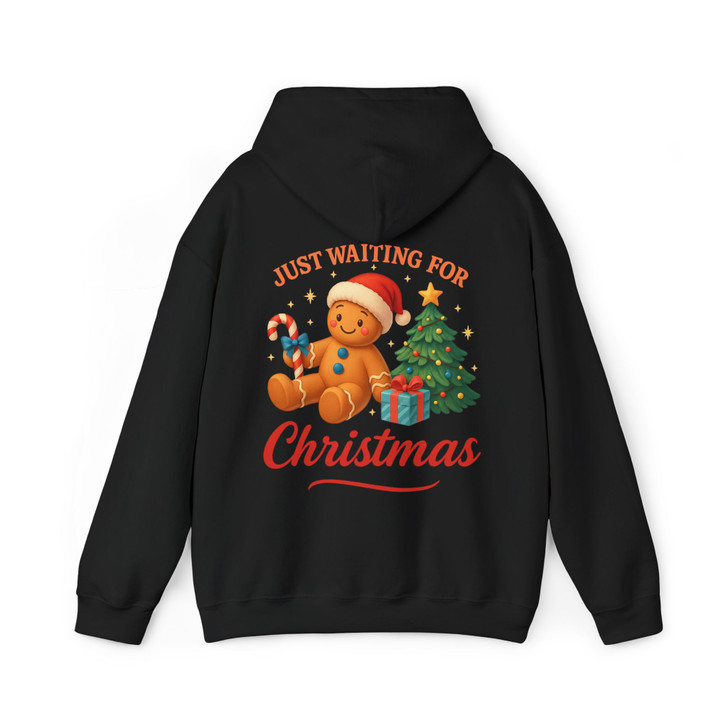 Just Waiting For Christmas Cute Gingerbread Man Holiday Crewneck Hoodie S-5XL