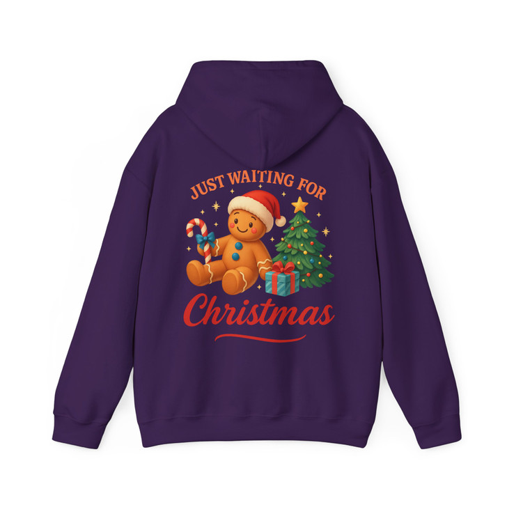 Just Waiting For Christmas Cute Gingerbread Man Holiday Crewneck Hoodie S-5XL