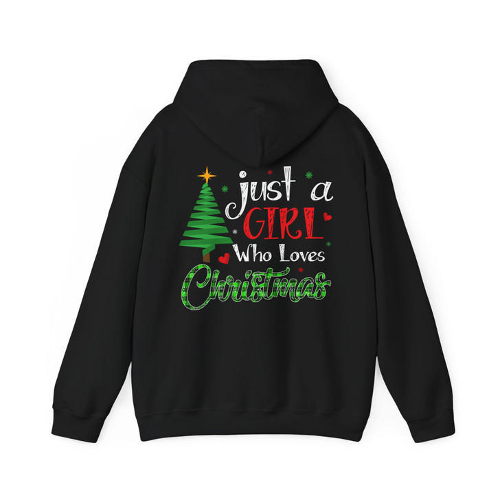 Just A Girl Who Loves Christmas Buffalo Plaid Holiday Tree Crewneck Hoodie S-5XL