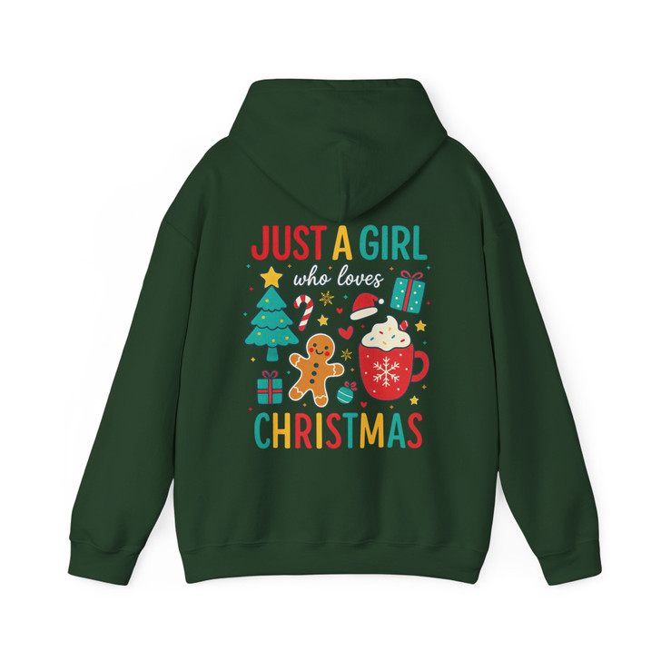 Just A Girl Who Loves Christmas Cute Gingerbread and Cocoa Holiday Crewneck Hoodie S-5XL