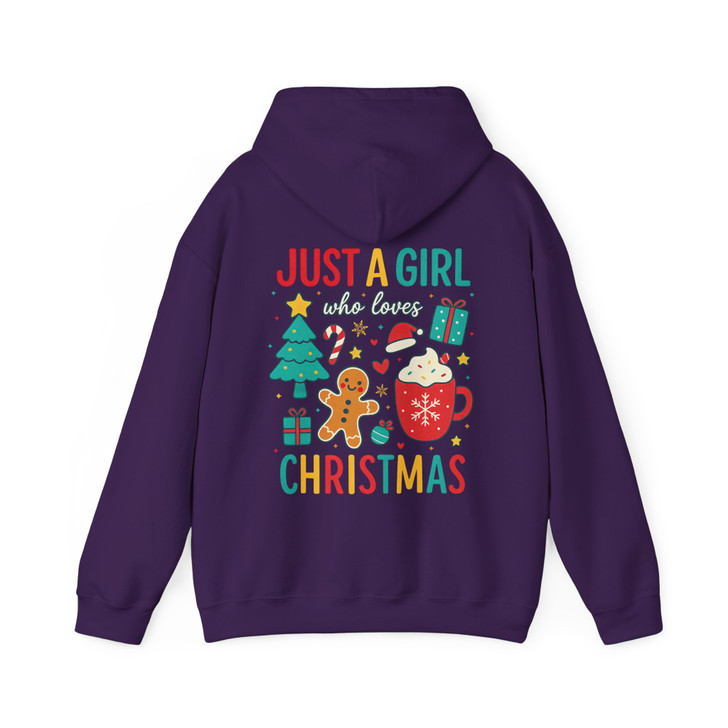 Just A Girl Who Loves Christmas Cute Gingerbread and Cocoa Holiday Crewneck Hoodie S-5XL